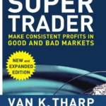 Super Trader book cover by Van K. Tharp featuring a professional design with charts, a chess piece symbolizing strategy, or a graph trending upward.